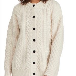 Cream Cable Knit Button-Front Cardigan Sweater